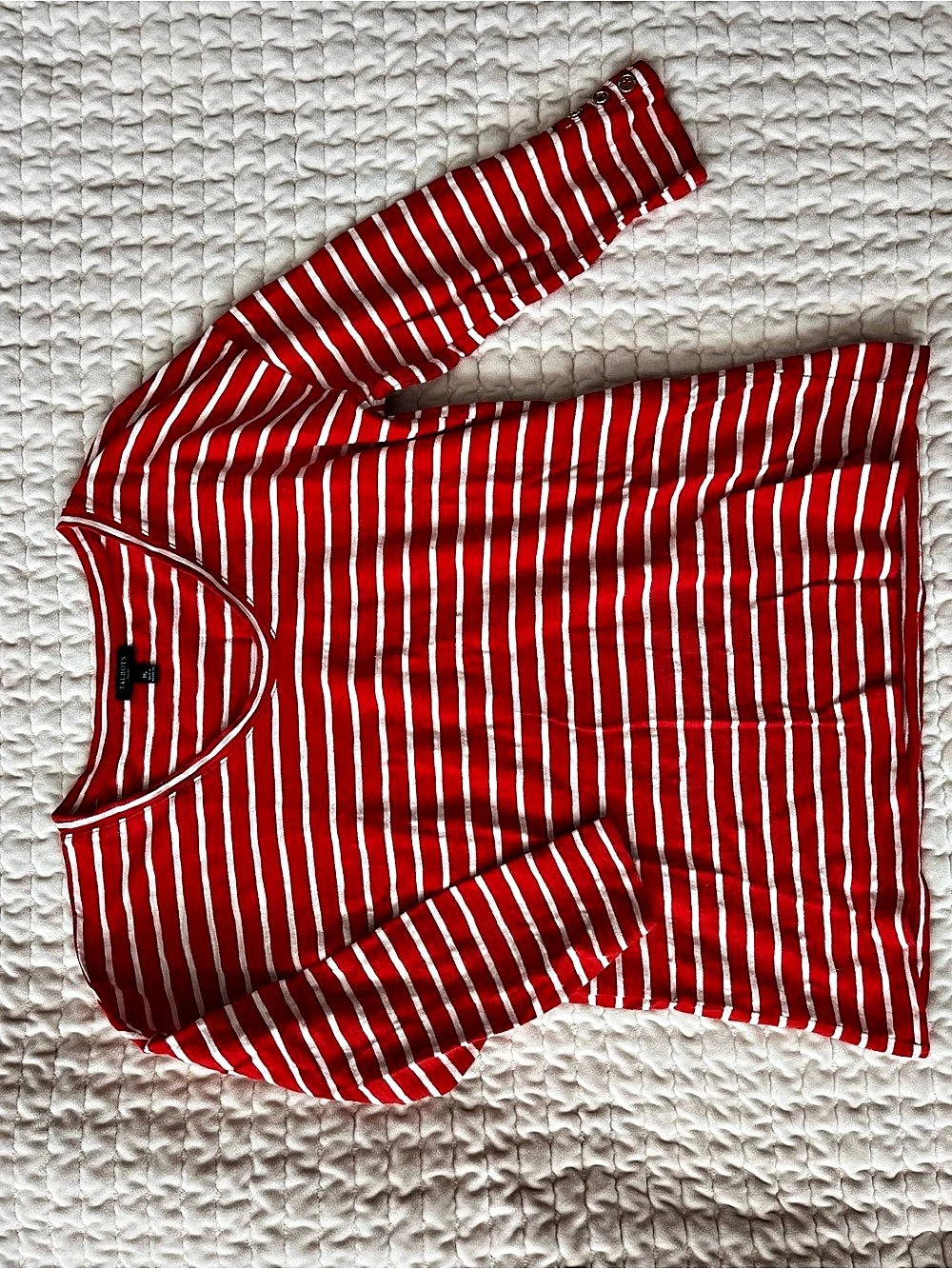 Talbots Striped Long Sleeve Top in Red & White Size Medium Petite